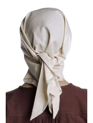 Mittelalter Kopftuch Fidegart in Beige Rückansicht