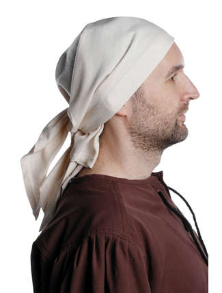 Mittelalter Kopftuch Fidegart in Beige Seitenansicht