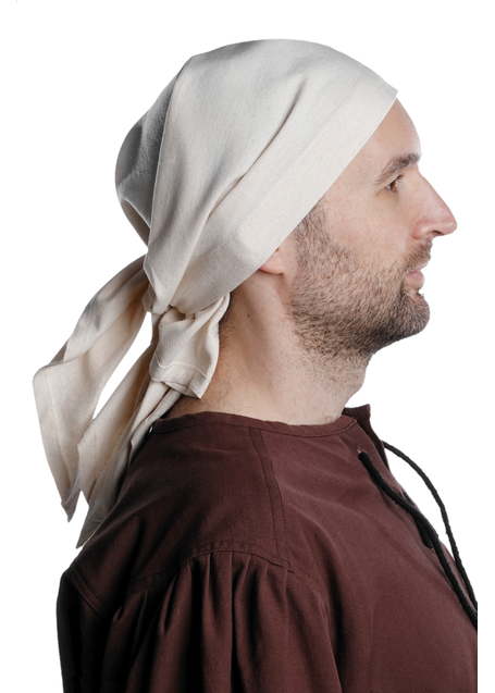 Mittelalter Kopftuch Fidegart in Beige Seitenansicht