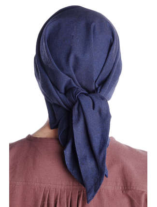 Mittelalter Kopftuch Fidegart in Blau Rückansicht 3