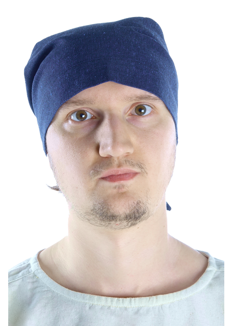 Mittelalter Kopftuch Fidegart in Blau Frontansicht