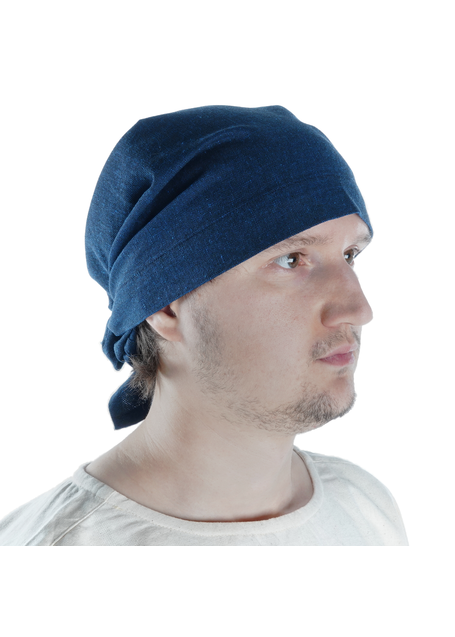 Mittelalter Kopftuch Fidegart in Blau Seitenansicht