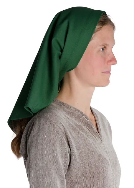 Mittelalter Kopftuch Laudamie in Grün Seitenansicht