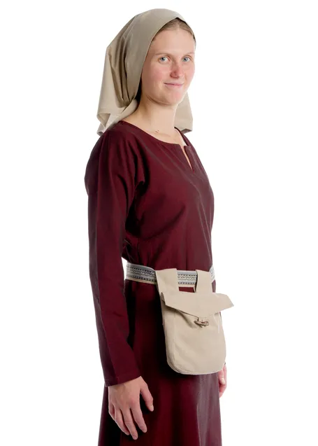 Mittelalter Kopftuch Laudamie in Hanffarben Seitenansicht 4