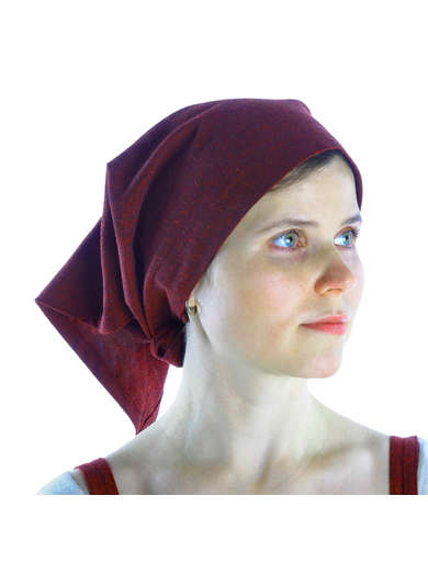 Mittelalter Kopftuch Laudamie in Rot Seitenansicht