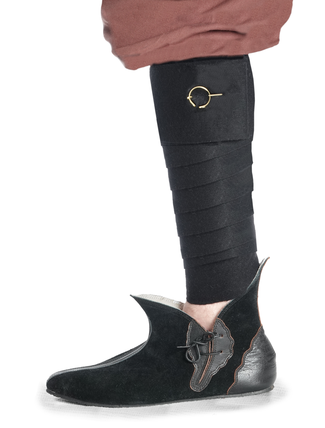 Mittelalter Wadenwickel Balder Set mit Fibeln in Schwarz Frontansicht