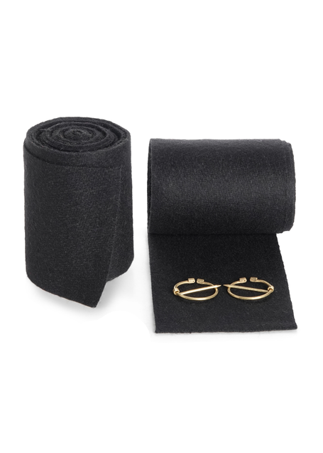 Mittelalter Wadenwickel Balder Set mit Fibeln in Schwarz Frontansicht 2