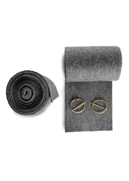 Mittelalter Wadenwickel Balder Set mit Fibeln in Grau Frontansicht 3
