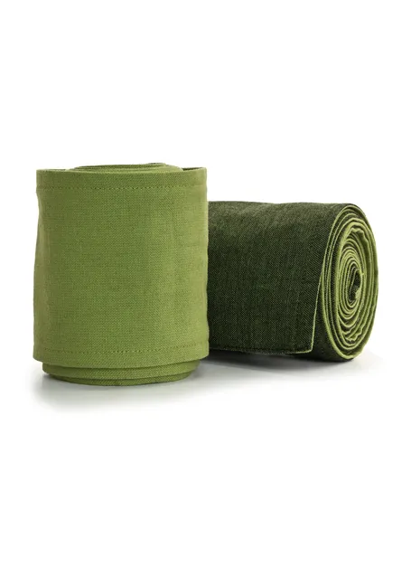 Mittelalter Wadenwickel Balder Set mit Fibeln in Olivgrün Detailansicht 2