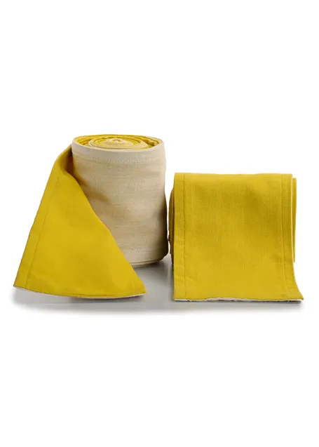 Mittelalter Wadenwickel Balder Set mit Fibeln in Gelb Detailansicht 2