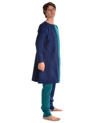 Mittelalter Tunika Alphart in Blau-Grün Seitenansicht