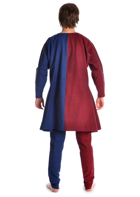 Mittelalter Tunika Alphart in Rot-Blau Rückansicht
