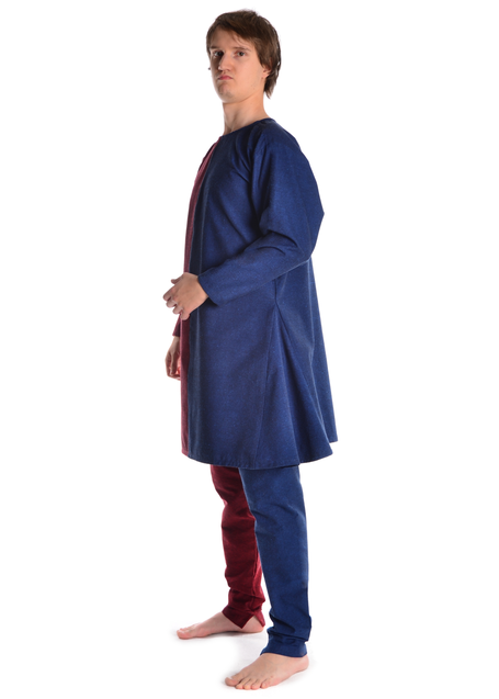Mittelalter Tunika Alphart in Rot-Blau Seitenansicht