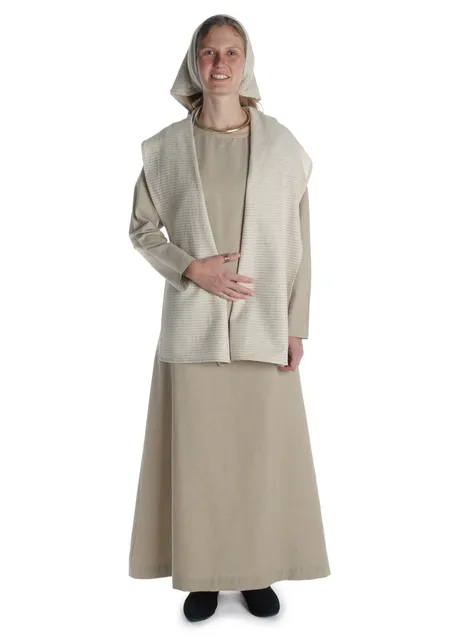 Mittelalter Cotte Meliur in Hanffarben Frontansicht 2