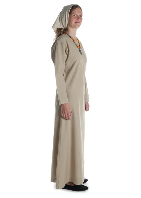 Mittelalter Cotte Meliur in Hanffarben Seitenansicht