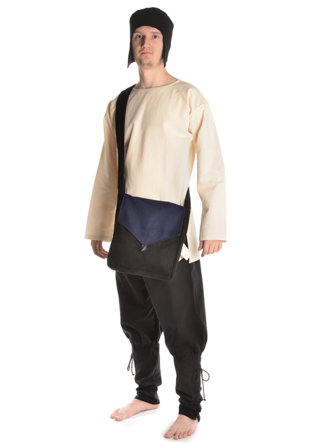 Mittelalter Tasche Dwain in Schwarz-Blau Frontansicht