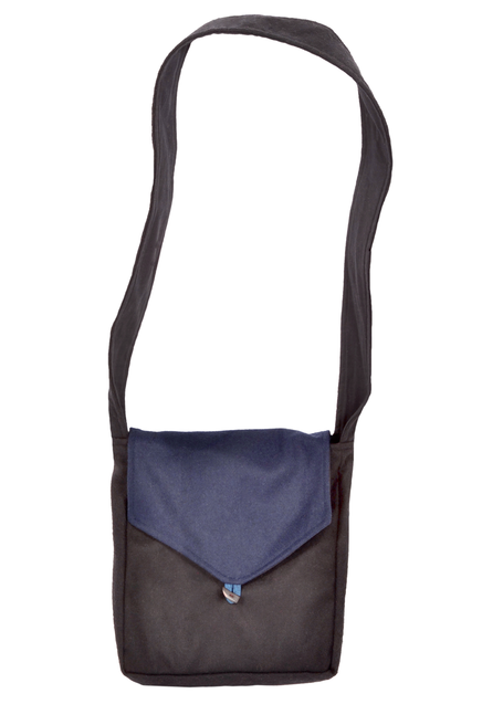 Mittelalter Tasche Dwain in Schwarz-Blau Frontansicht 2