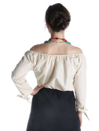 Mittelalter Bluse Swanwhit in Beige RÃ¼ckansicht