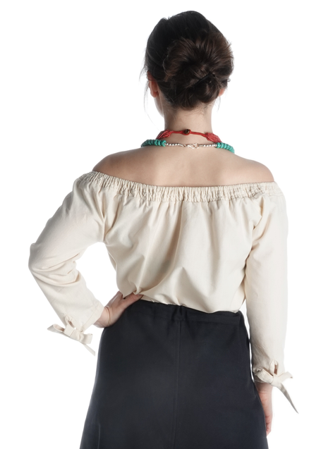 Mittelalter Bluse Swanwhit in Beige Rückansicht
