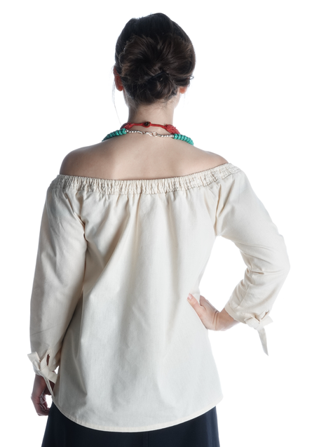 Mittelalter Bluse Swanwhit in Beige Rückansicht 2