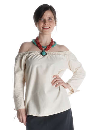 Mittelalter Bluse Swanwhit in Beige Frontansicht