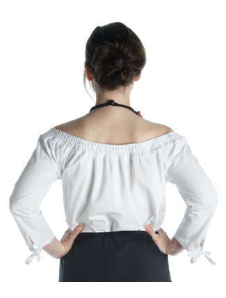 Mittelalter Bluse Swanwhit in WeiÃŸ RÃ¼ckansicht