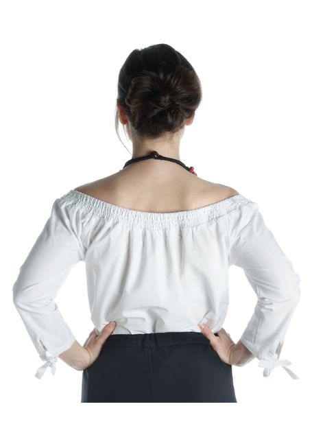 Mittelalter Bluse Swanwhit in Weiß Rückansicht