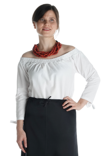 Mittelalter Bluse Swanwhit in Weiß Frontansicht