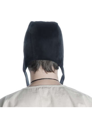 Mittelalter Haube Karamphi in Schwarz Rückansicht