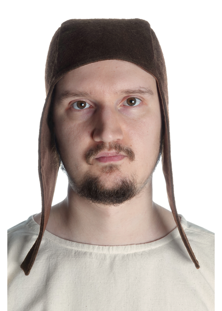 Mittelalter Haube Karamphi in Braun Frontansicht
