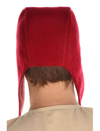 Mittelalter Haube Karamphi in Rot Rückansicht