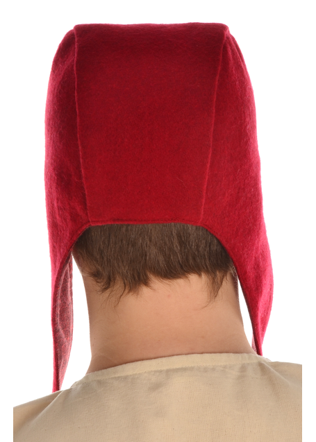 Mittelalter Haube Karamphi in Rot Rückansicht