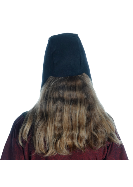 Mittelalter Haube Amurelle in Schwarz Rückansicht