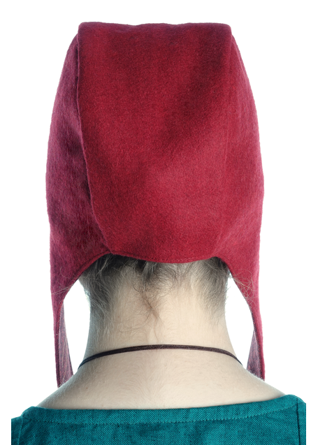 Mittelalter Haube Amurelle in Rot Rückansicht