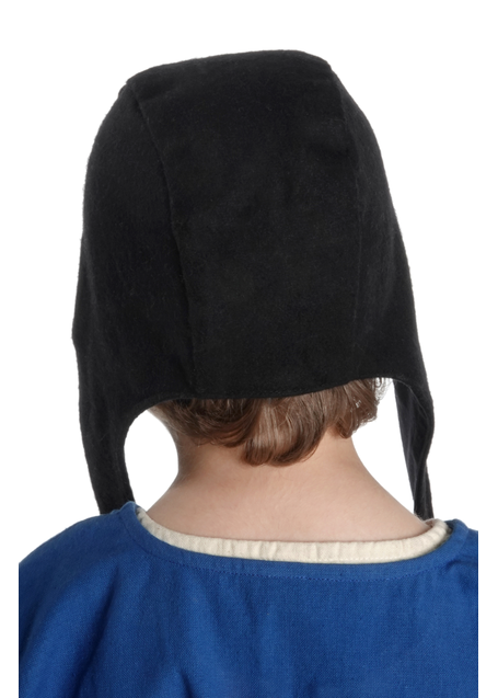 Mittelalter Haube Anschoes in Schwarz Rückansicht