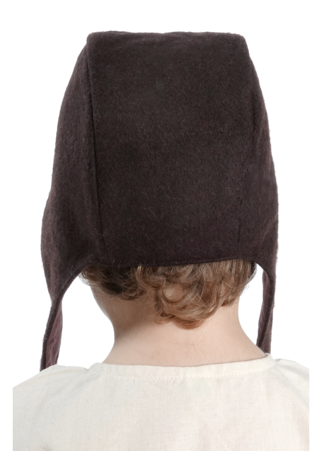 Mittelalter Haube Anschoes in Braun Rückansicht