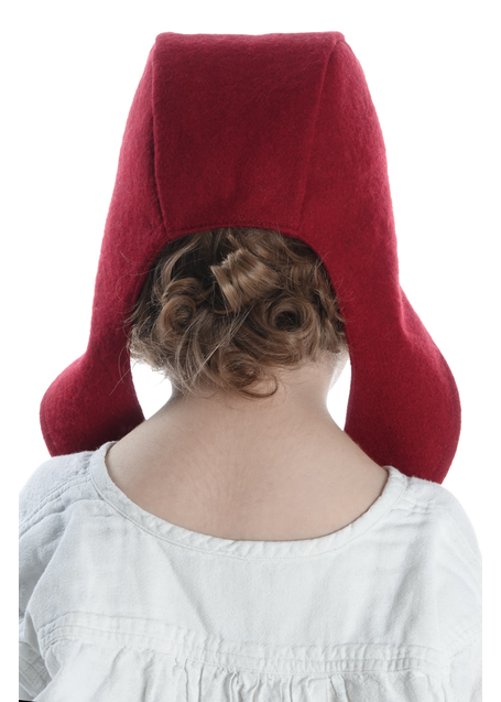 Mittelalter Haube Anschoes in Rot Rückansicht