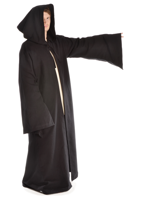 Mittelalter Mantel Tankanis in Schwarz Seitenansicht 2