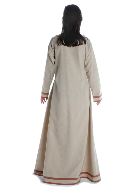 Wikinger Kleid Hildr in Hanffarben-Hellbraun Rückansicht