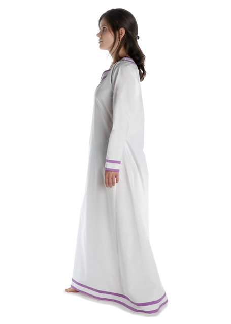 Wikinger Kleid Hildr in Weiß-Violett Seitenansicht