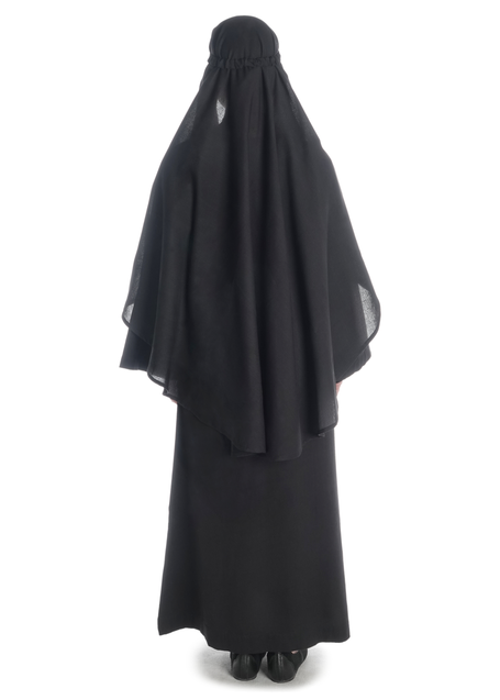 Mittelalter Schleier Vör in Schwarz Rückansicht