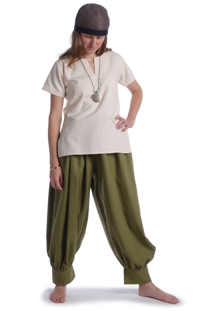 Wikinger Hose Eydis in Olivgrün Frontansicht