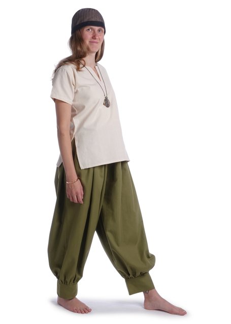 Wikinger Hose Eydis in Olivgrün Seitenansicht