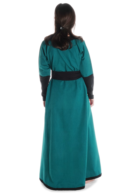Mittelalter Kleid Skalmöld in Grün-Schwarz Rückansicht
