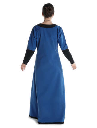 Mittelalter Kleid SkalmÃ¶ld in KÃ¶nigsblau-Schwarz RÃ¼ckansicht