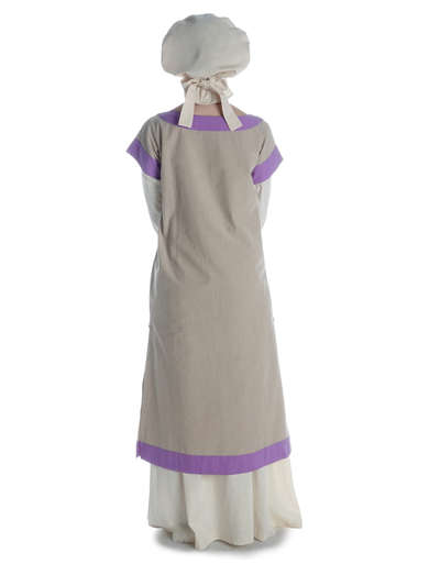 Mittelalter Kleid Linde in Hanffarben-Violett RÃ¼ckansicht