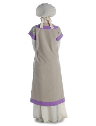 Mittelalter Kleid Linde in Hanffarben-Violett Rückansicht