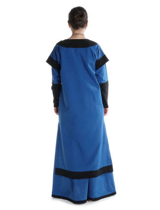 Mittelalter Kleid Linde in KÃ¶nigsblau-Schwarz RÃ¼ckansicht