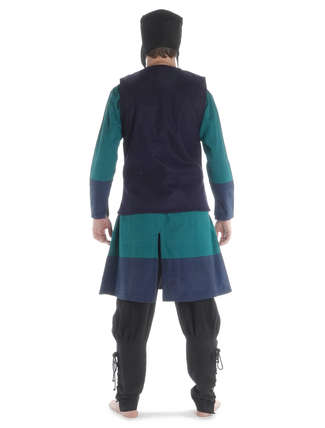 Mittelalter Wams Alkuin in Blau Rückansicht 2