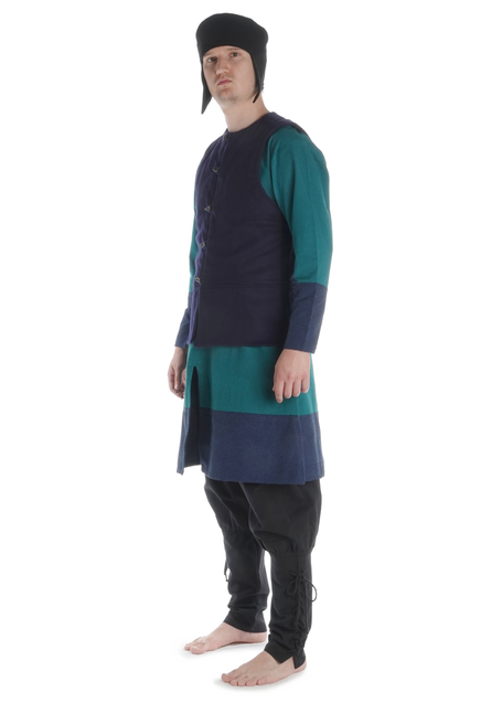 Mittelalter Wams Alkuin in Blau Seitenansicht 2